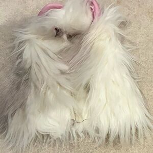 Fluffy White and Pink Faux Fur head piece